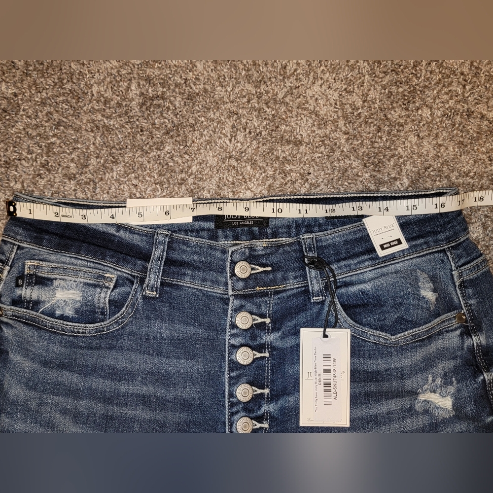 Judy Blue Dark Blue Trouser Flare Jeans - Button Fly - Picture 3 of 3